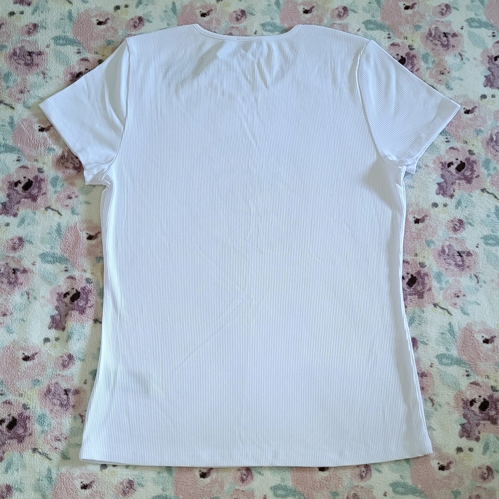 bebe White Ribbed Top - NWT - Picture 2 of 14